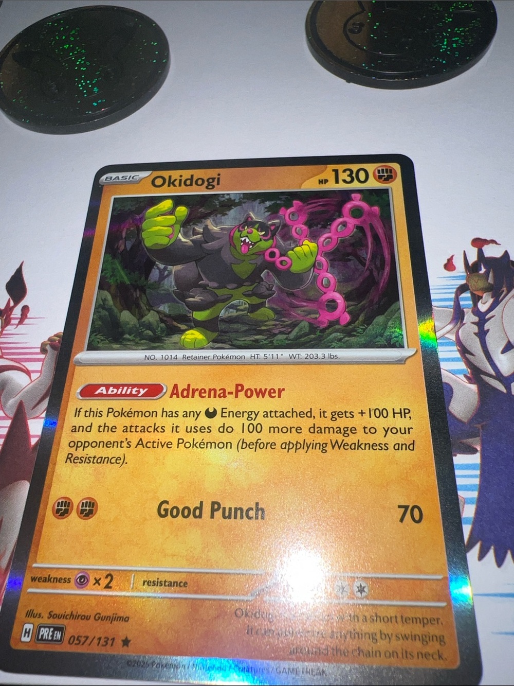 Pokemon Okidogi Holofoil Card - Yellow & Green Highlights